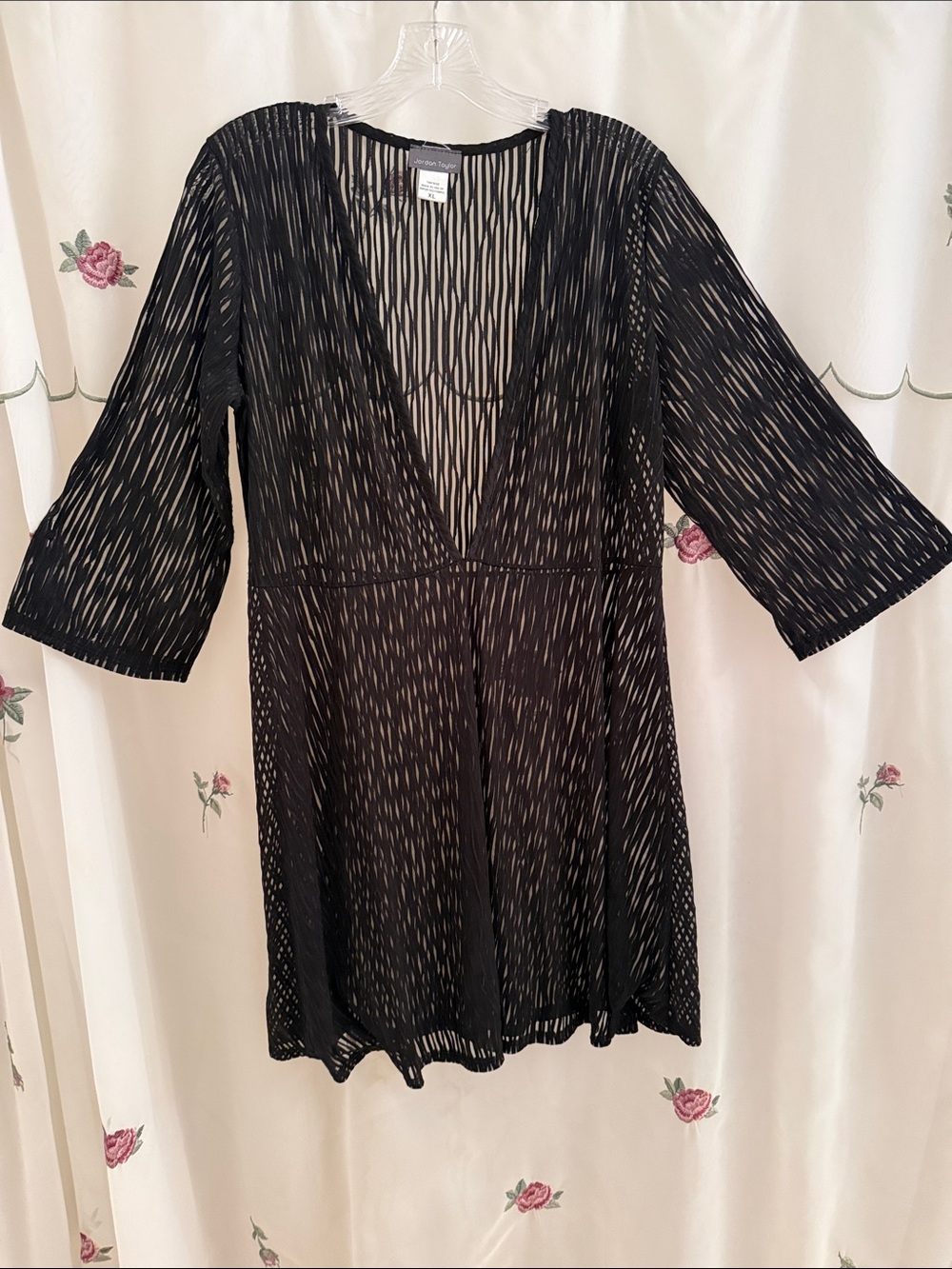 Jordan Taylor Black Sheer V-Neck Swim Cover-up